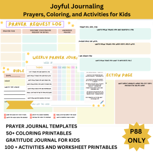 Kids’ Christian Printables Bundle: Prayer Journals, Gratitude Templates, and 100+ Activities