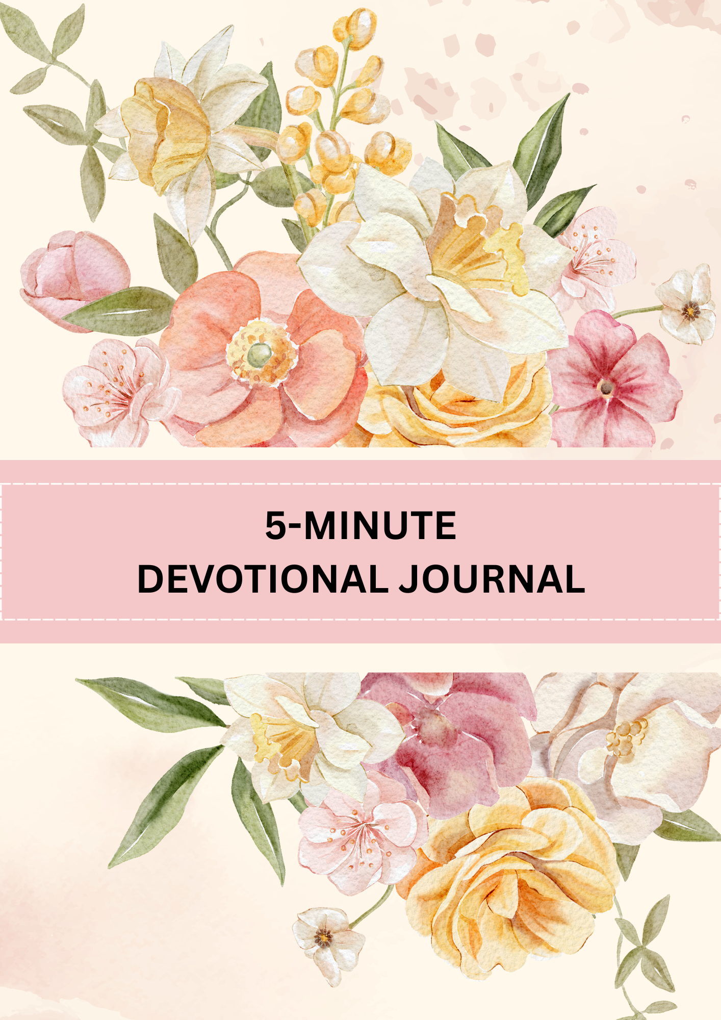 Beige Orange Floral Simple Lines Notepad