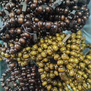 WOOD ROSARY BRACELET