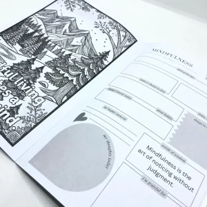 Mindfulness Coloring Journal | 6” x 9” 32 Pages Left Pages Coloring Right Pages Journal | 5 Covers to Choose From