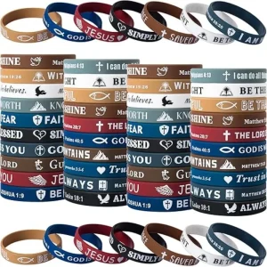 💖 10pcs Inspirational Bible Verse Bracelets – Colorful Silicone Faith Wristbands
