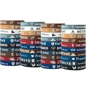 💖 10pcs Inspirational Bible Verse Bracelets – Colorful Silicone Faith Wristbands