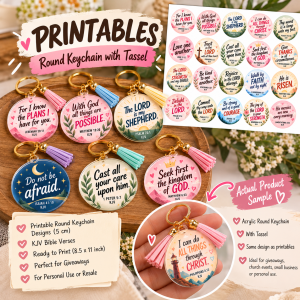 BIBLE VERSES ROUND KEYCHAIN